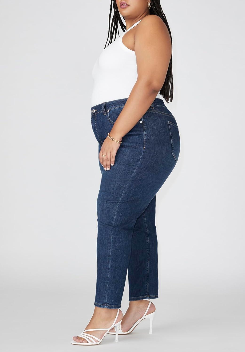 imageELOQUII Womens Plus Size The Leigh Super Stretch Slim Leg JeanDark Wash