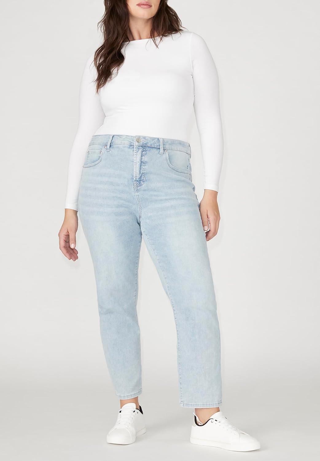 imageELOQUII Womens Plus Size The Leigh Super Stretch Slim Leg JeanDark Wash