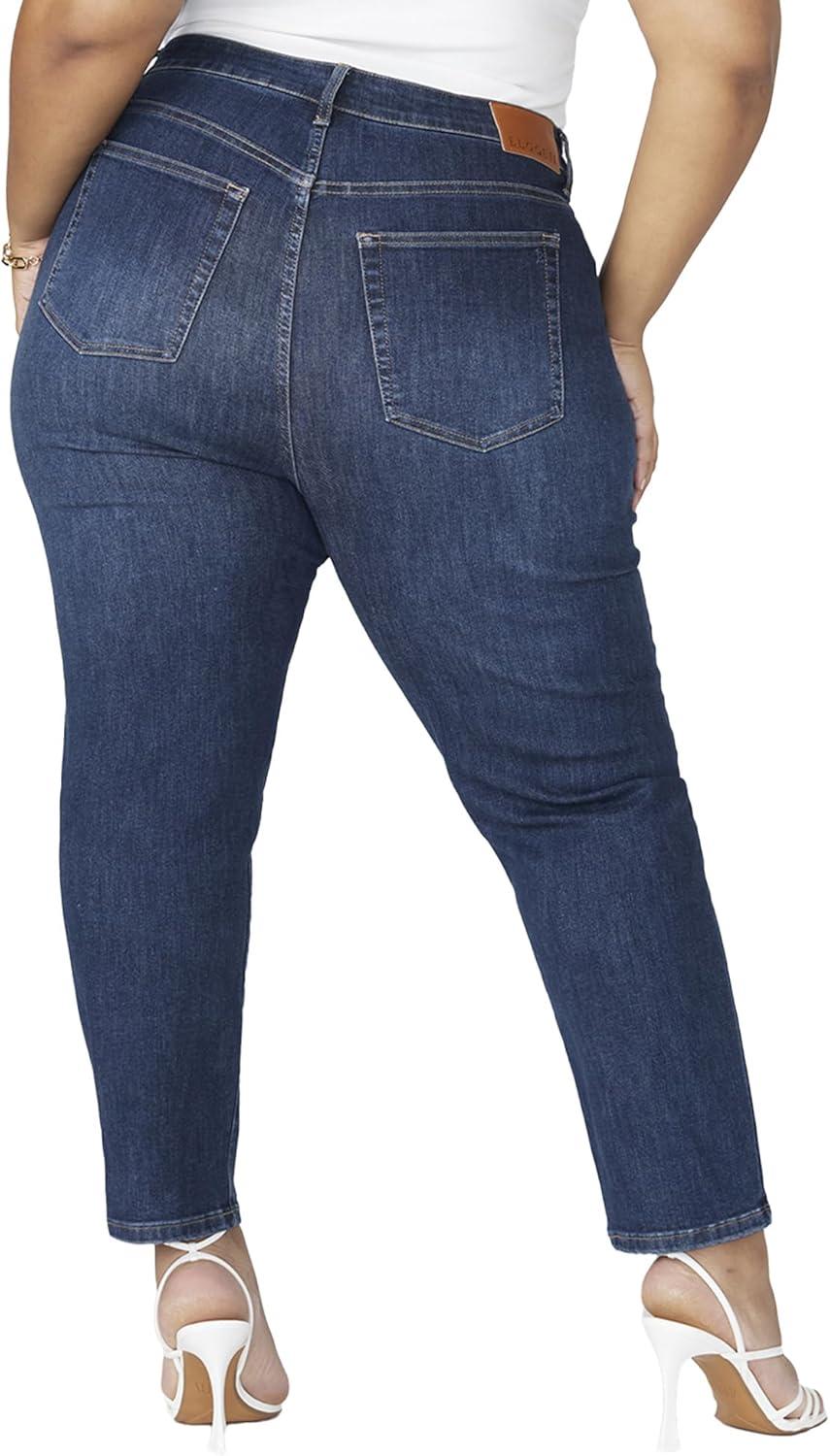 imageELOQUII Womens Plus Size The Leigh Super Stretch Slim Leg JeanDark Wash
