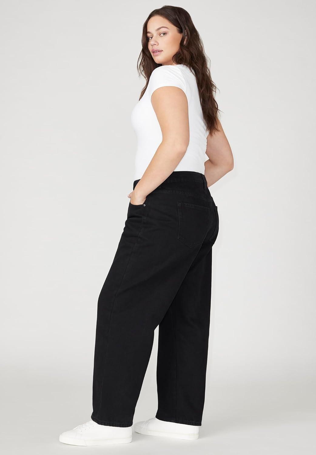 imageELOQUII Womens Plus Size The Loose Fit JeanVintage Black