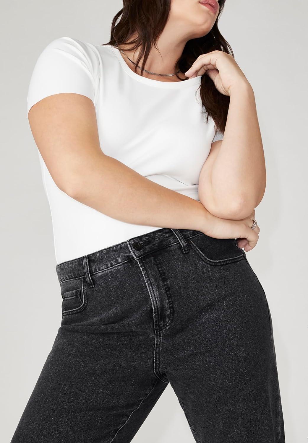 imageELOQUII Womens Plus Size The Naomi Comfort Stretch Straight Leg Jean CropVintage Black
