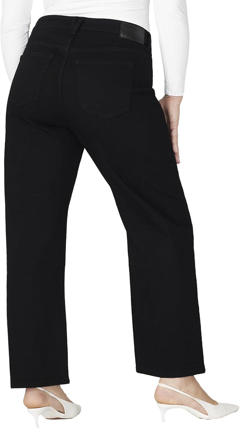 imageELOQUII Womens Plus Size The Naomi Comfort Stretch Straight Leg JeanBlack Rinse