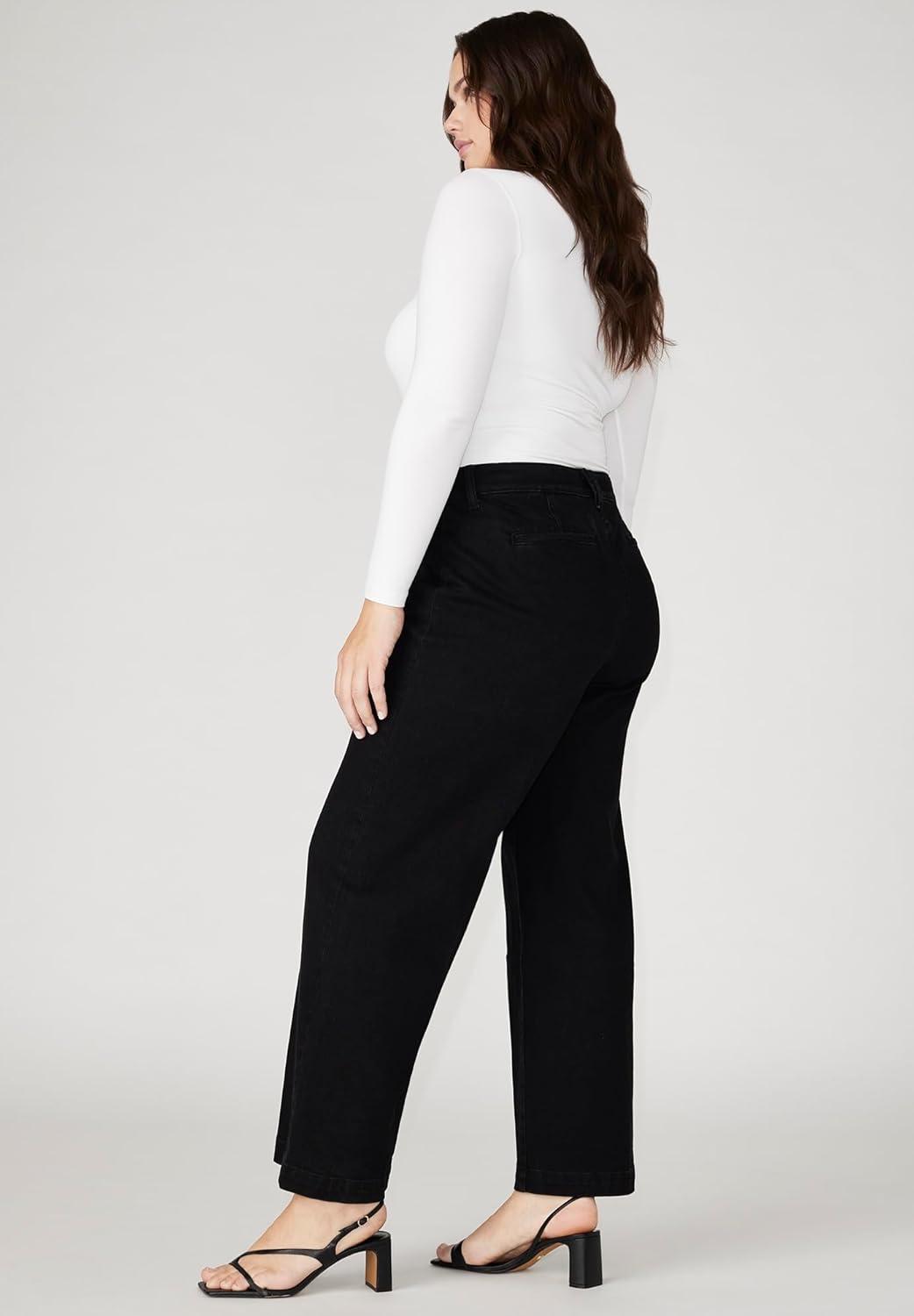 imageELOQUII Womens Plus Size Trouser JeanBlack Rinse
