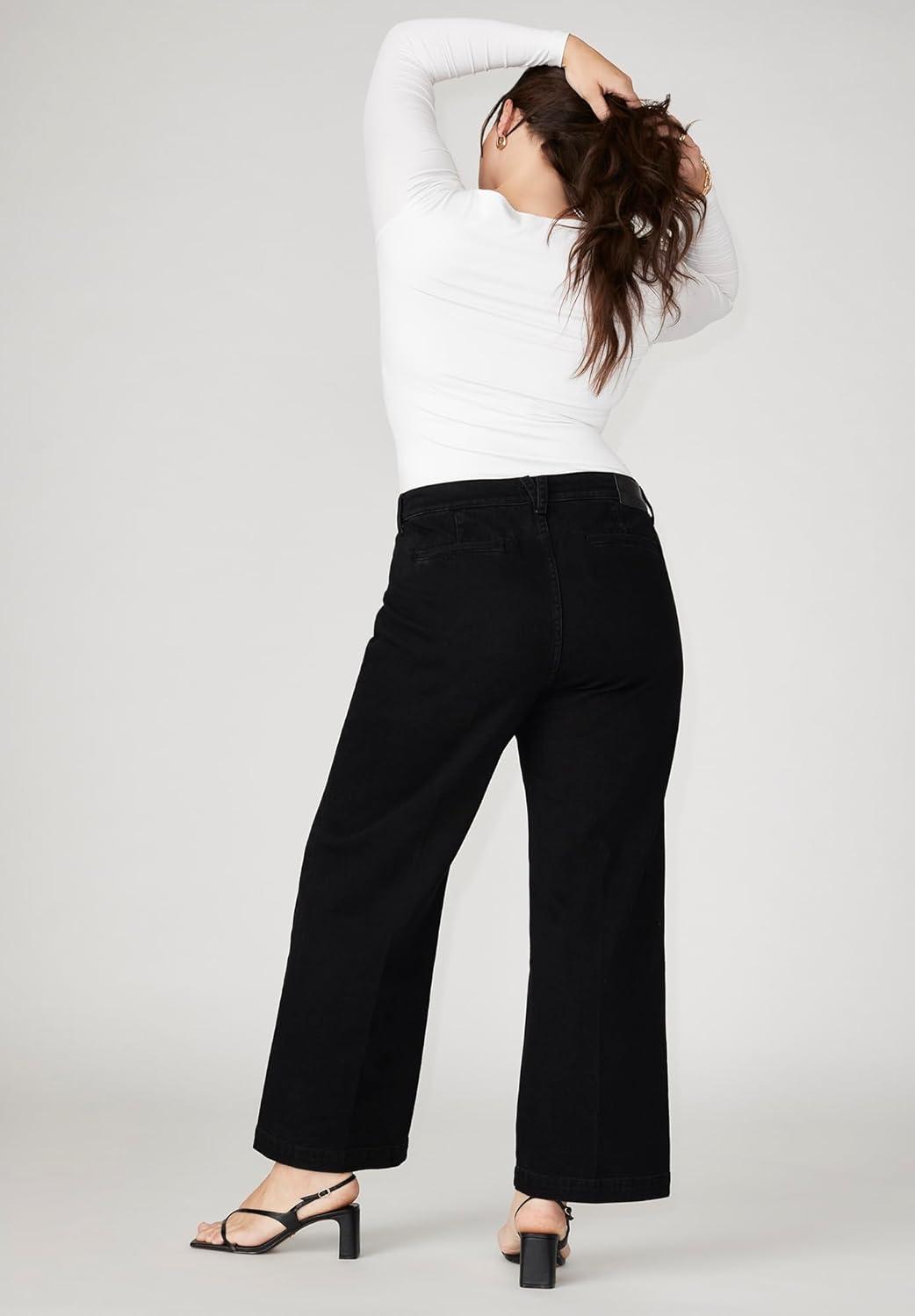 imageELOQUII Womens Plus Size Trouser JeanBlack Rinse