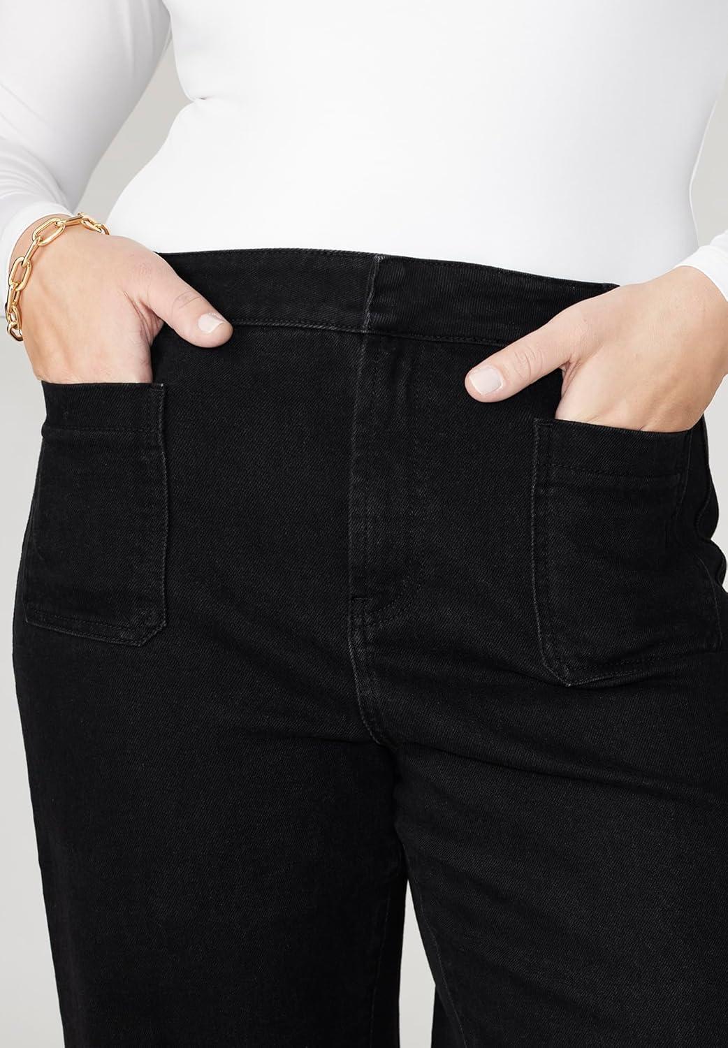 imageELOQUII Womens Plus Size Trouser JeanBlack Rinse