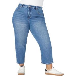 ELOQUII Women’s Plus Size The Naomi Comfort Stretch Straight Leg Jean Crop(Medium Wash Denim)