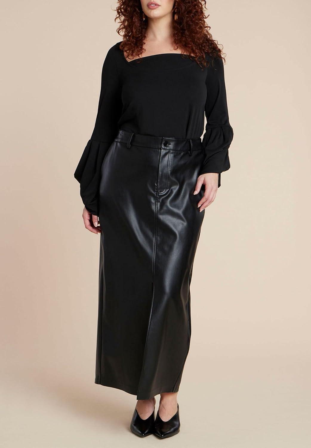 imageELOQUII Womens Plus Size Draped Cuff TopBlack Onyx