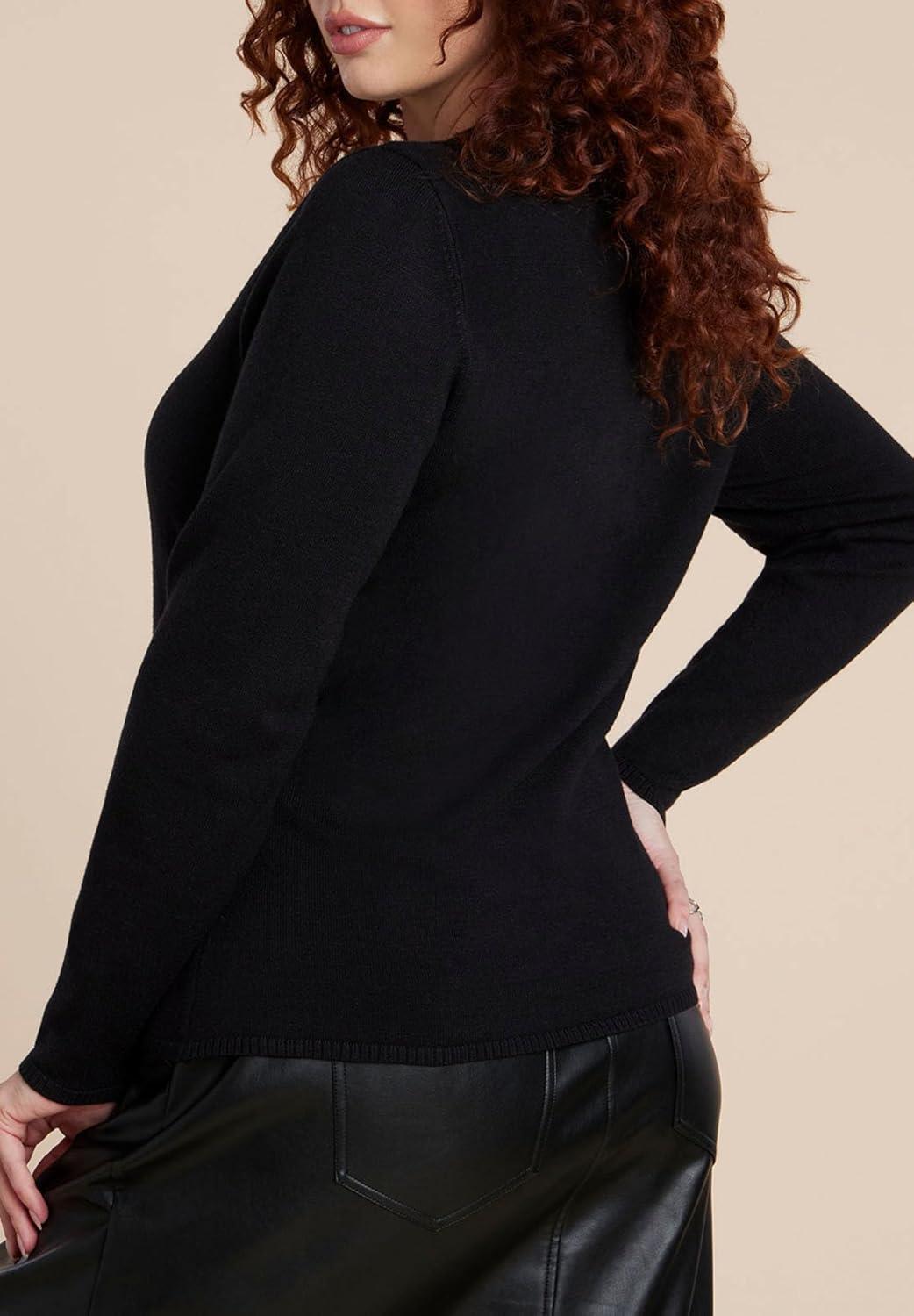imageELOQUII Womens Plus Size Heart Cut Out SweaterBlack Onyx