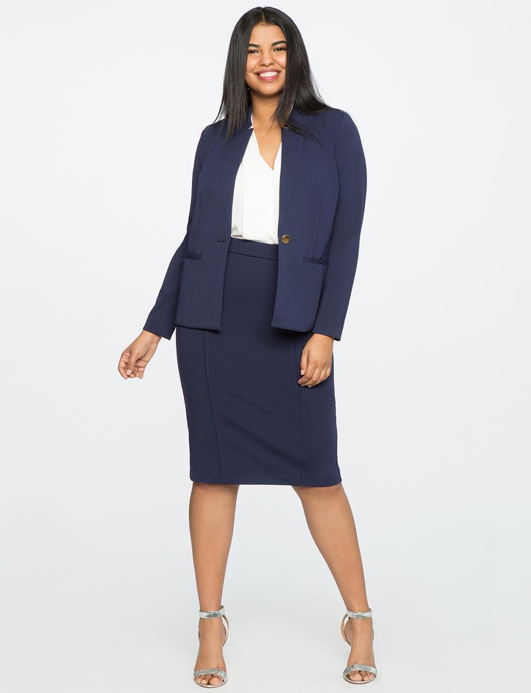 imageELOQUII Womens Plus Size The Ultimate Stretch One Button BlazerMaritime Blue