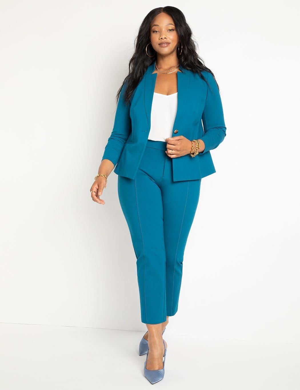imageELOQUII Womens Plus Size The Ultimate Stretch One Button BlazerMoroccan Blue