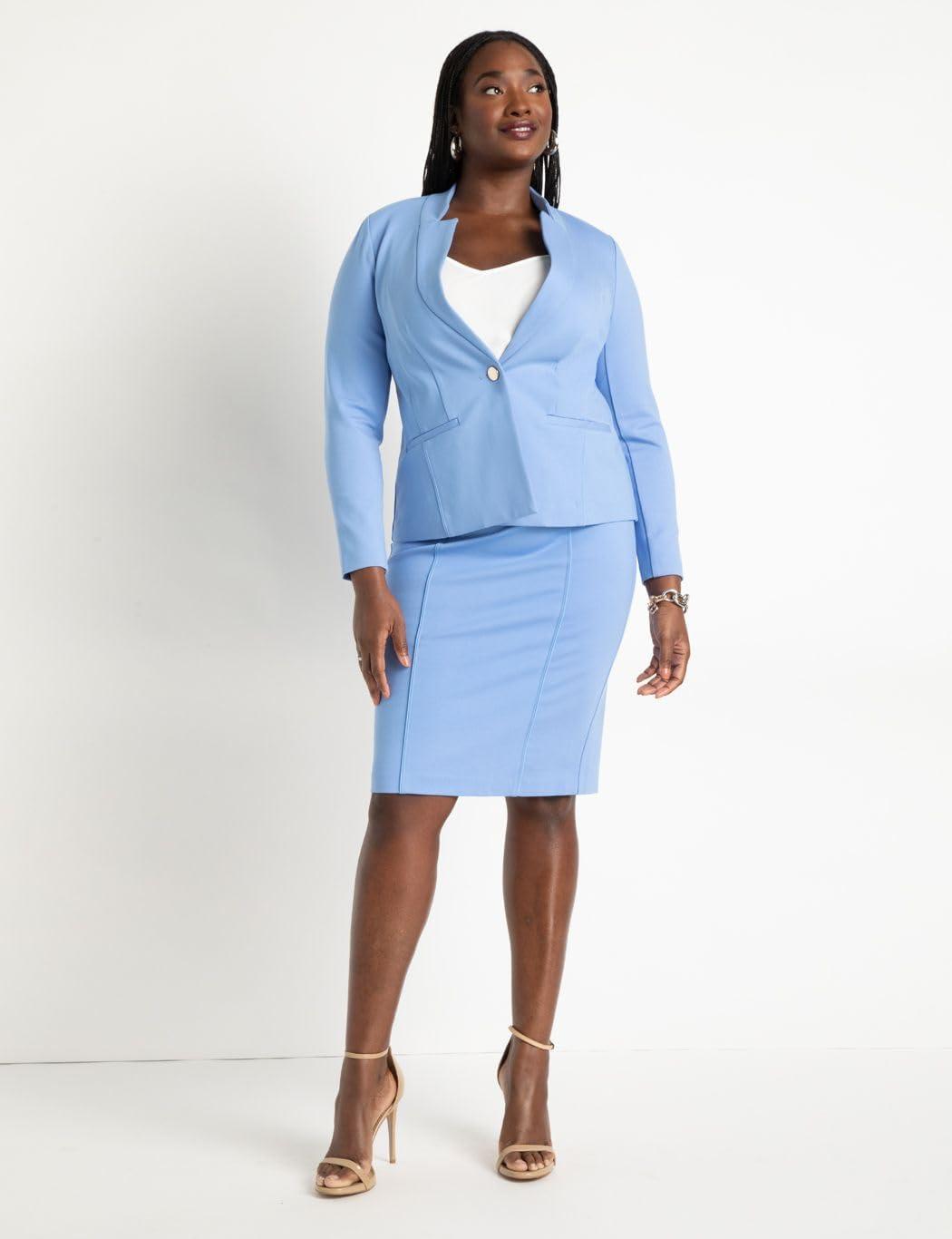 imageELOQUII Womens Plus Size The Ultimate Stretch One Button BlazerMoroccan Blue