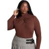 imageELOQUII Womens Plus Size Keyhole Twist Drape TopChicory Coffee