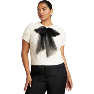 ELOQUII Women’s Plus Size Sweater with Sheer Bow(Dew)