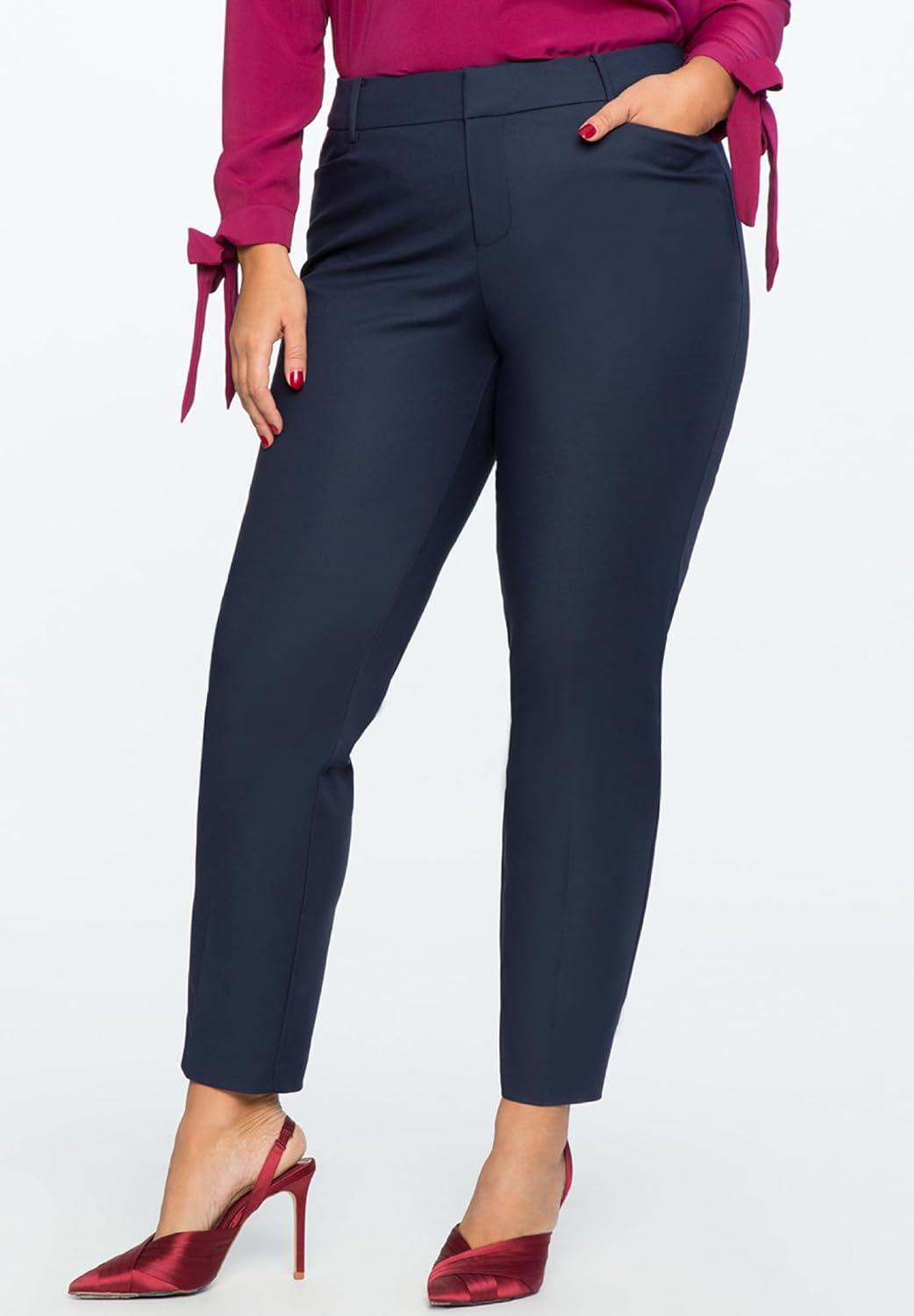 imageELOQUII Kady Fit DoubleWeave PantClassic Navy