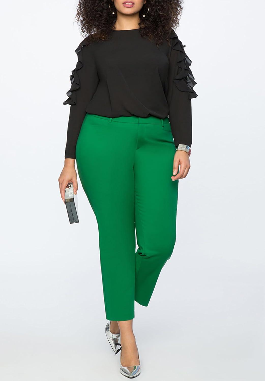 imageELOQUII Kady Fit DoubleWeave PantVerdant Green