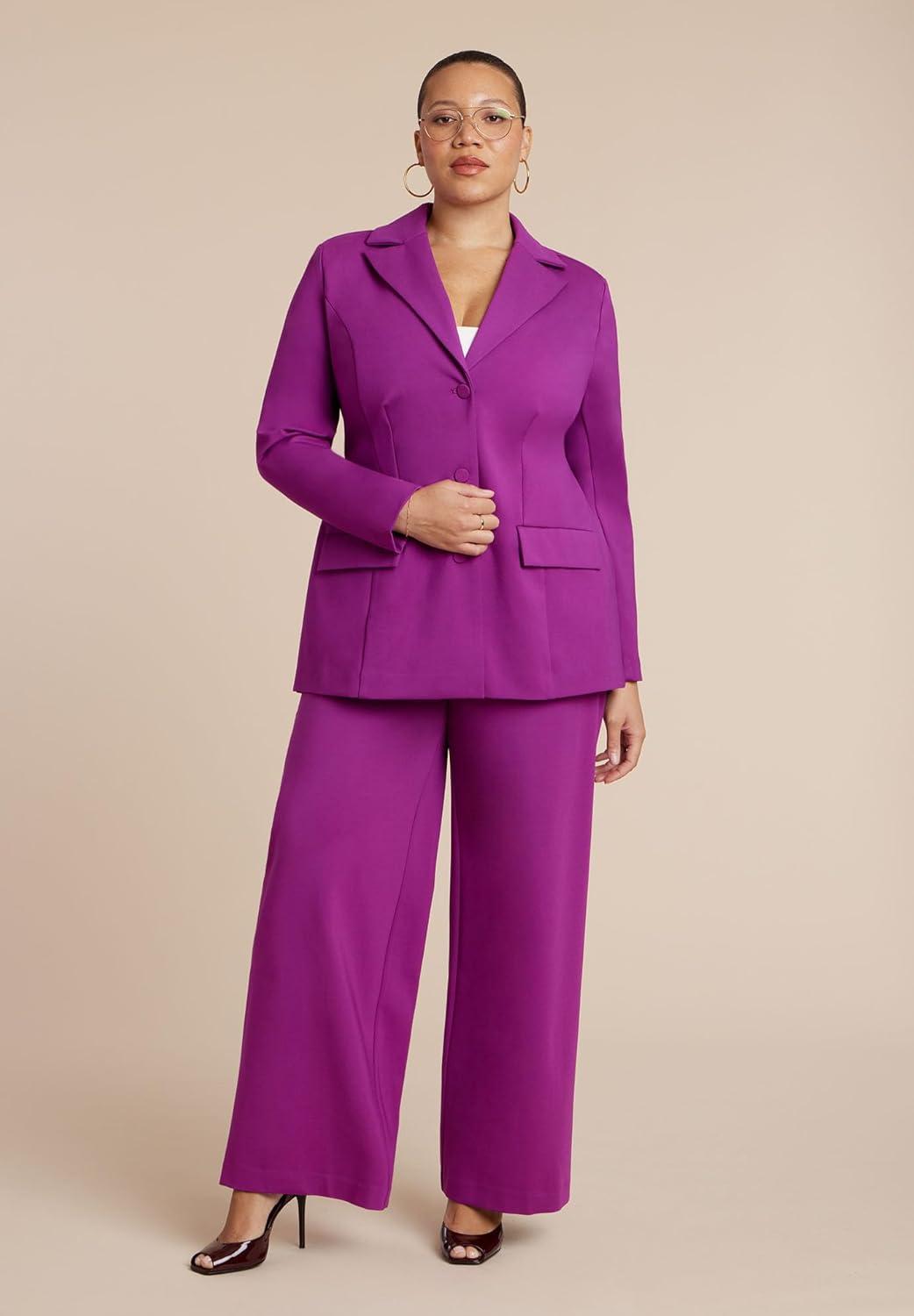 imageELOQUII Womens Plus Size Petite The Ultimate Stretch Wide Leg PantHollyhock