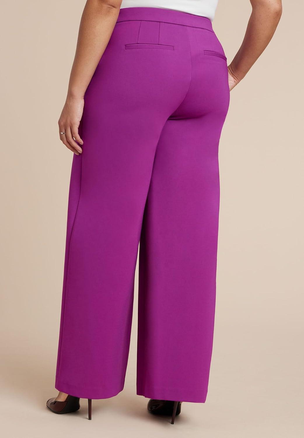 imageELOQUII Womens Plus Size Petite The Ultimate Stretch Wide Leg PantHollyhock