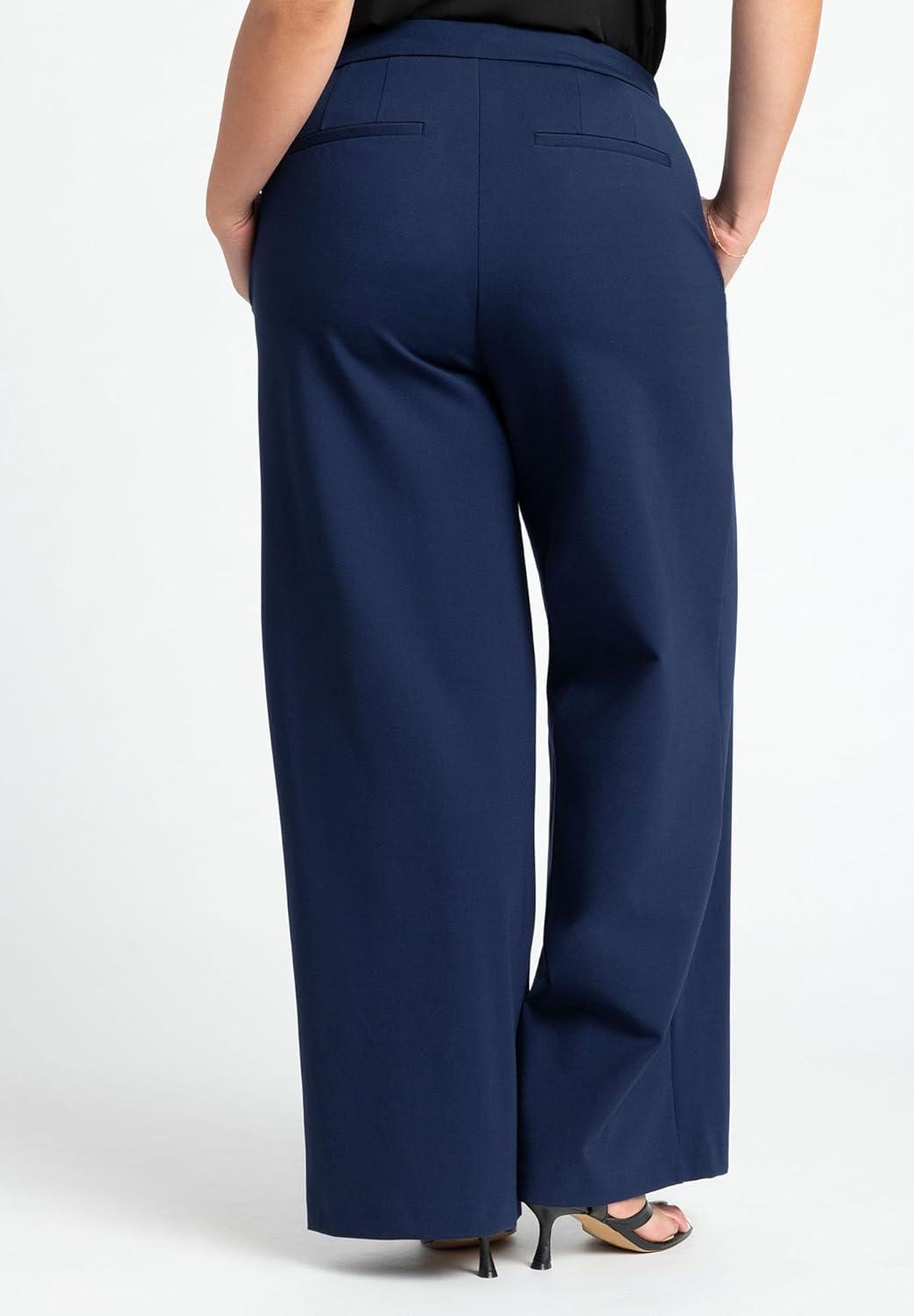 imageELOQUII Womens Plus Size Petite The Ultimate Stretch Wide Leg PantMaritime Blue