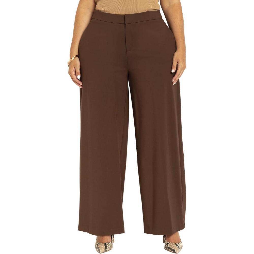 imageELOQUII Womens Plus Size Petite The Ultimate Stretch Wide Leg PantChicory Coffee