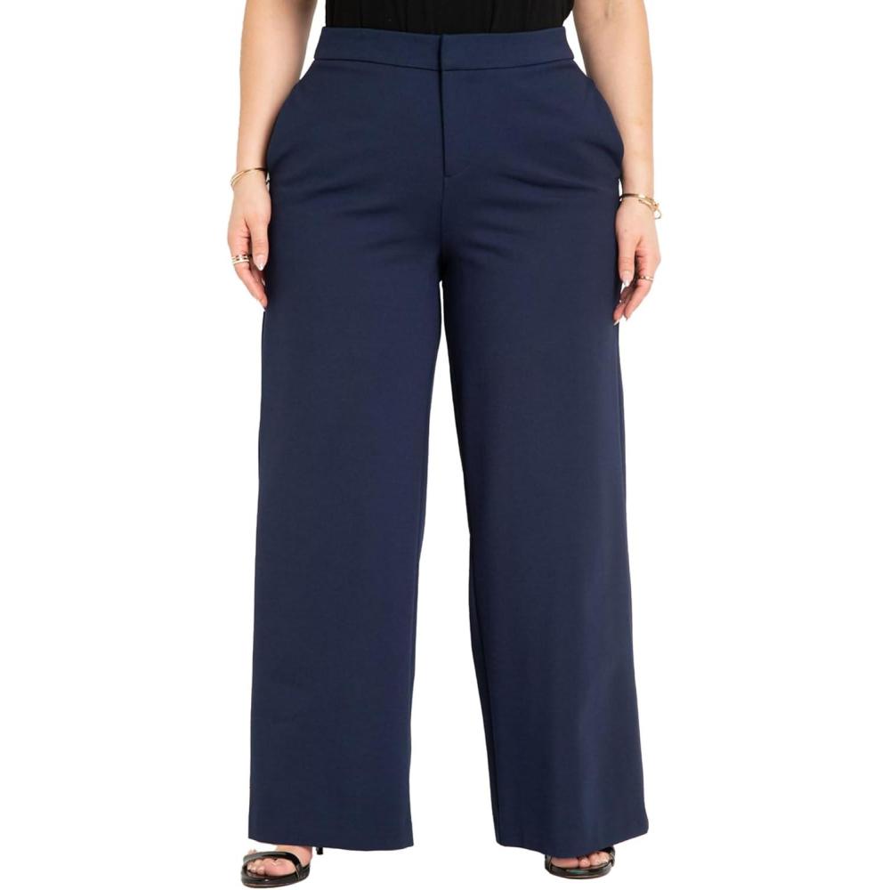 imageELOQUII Womens Plus Size Petite The Ultimate Stretch Wide Leg PantMaritime Blue