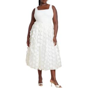 ELOQUII Women’s Plus Size Dimensional Dot Full Skirt(Jet Stream)