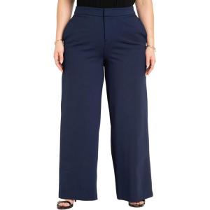 ELOQUII Women’s Plus Size Petite The Ultimate Stretch Wide Leg Pant(Maritime Blue)