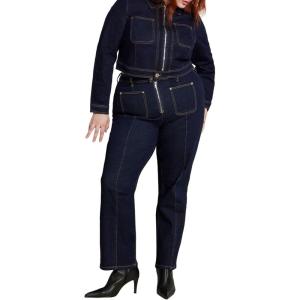 ELOQUII Women’s Plus Size Zip Front Bootcut Jean(True Dark Rinse)