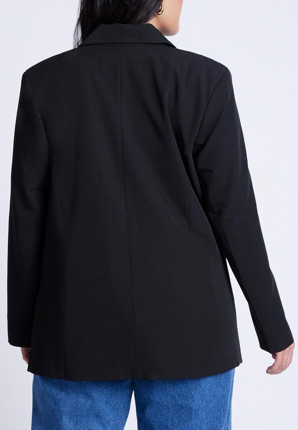 imageELOQUII Womens Plus Size Long Relaxed BlazerTotally Black