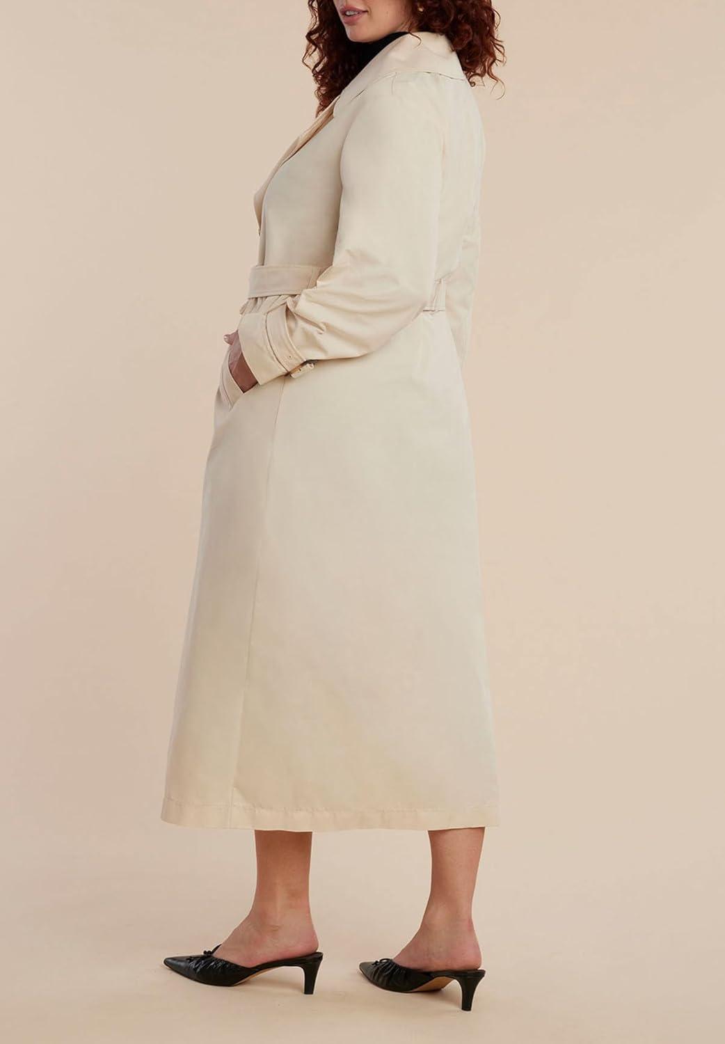 imageELOQUII Womens Plus Size Long Trench CoatCreme Brulee