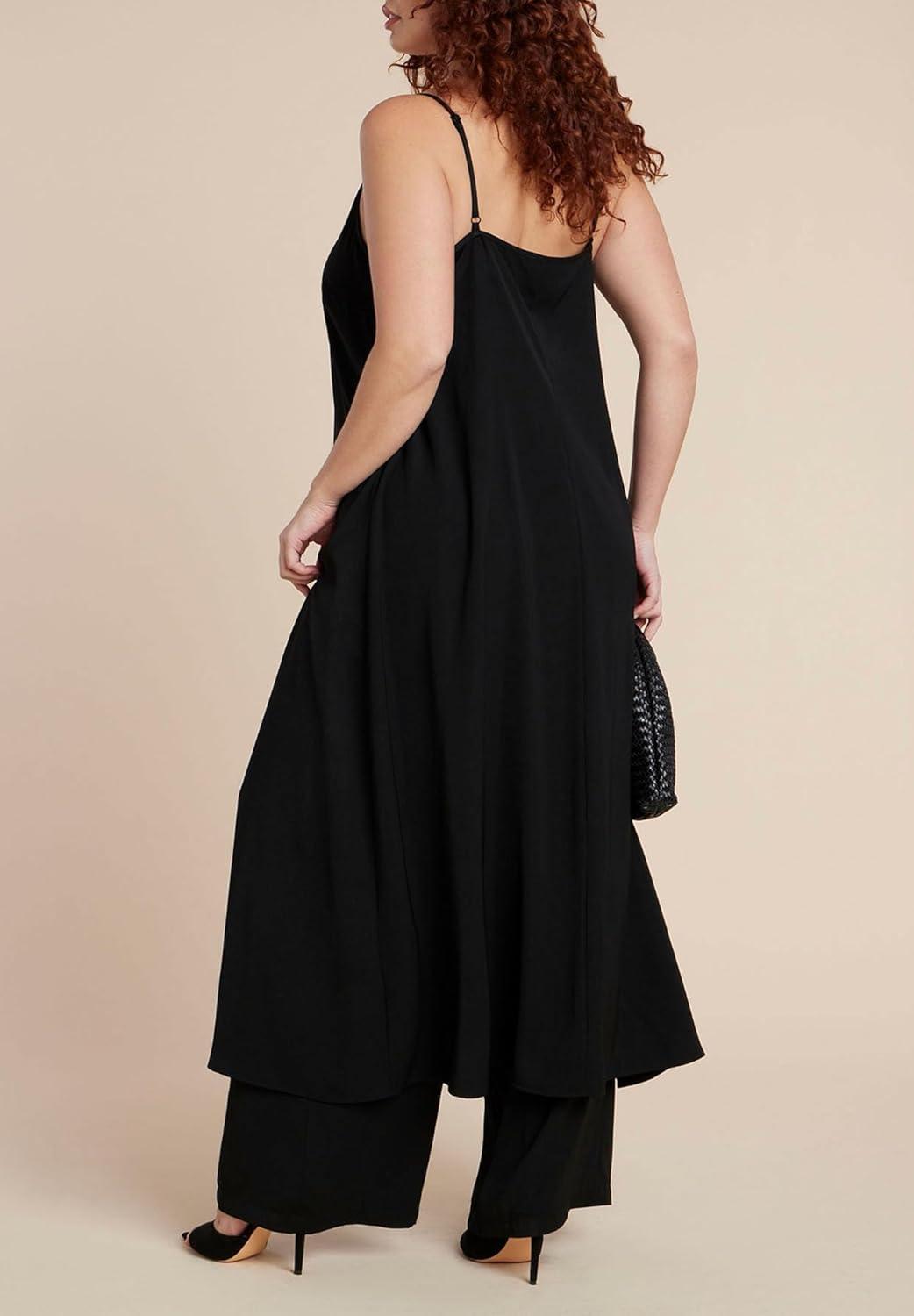 imageELOQUII Womens Plus Size Open Front Tank DusterBlack