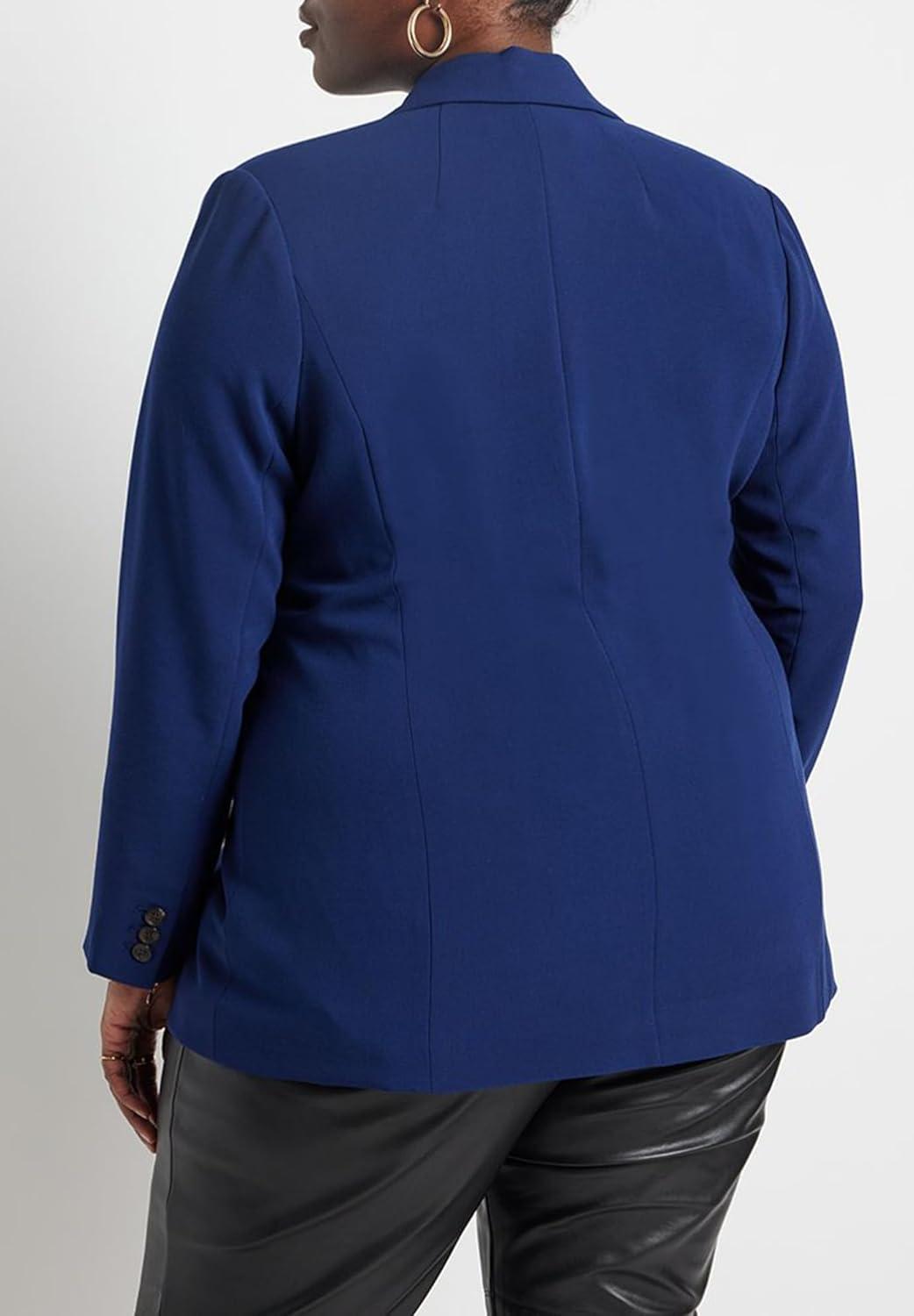 imageELOQUII Womens Plus Size The 365 Semi Stretch Two Button BlazerOcean Cavern