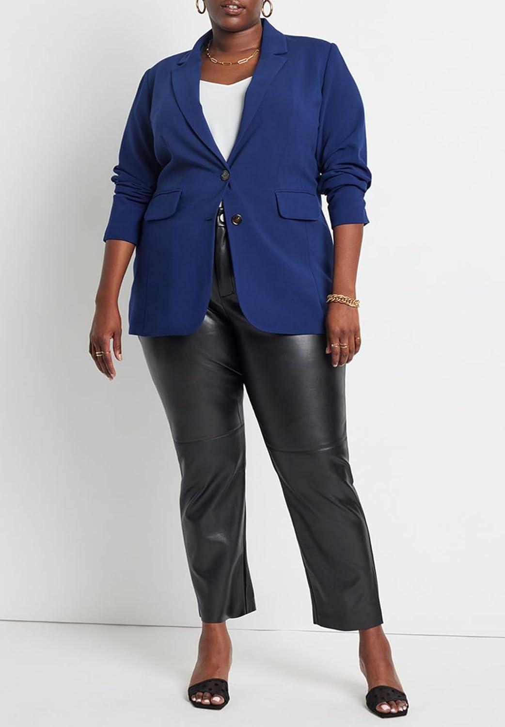imageELOQUII Womens Plus Size The 365 Semi Stretch Two Button BlazerOcean Cavern