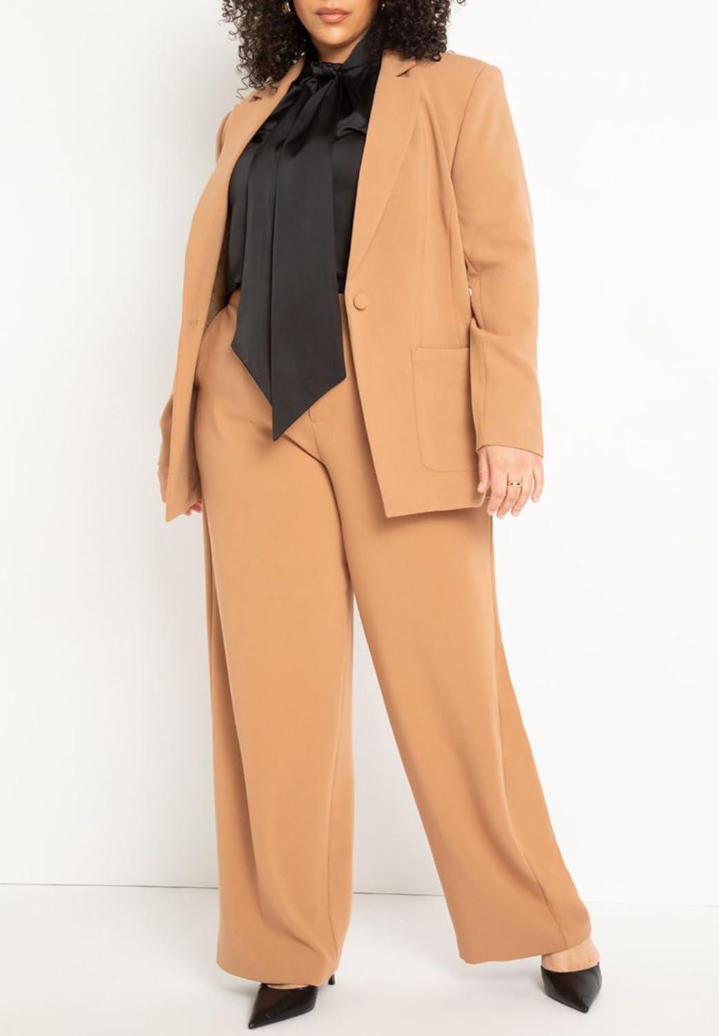 imageELOQUII Womens Plus Size The 365 Suit Patch Pocket BlazerBiscuit
