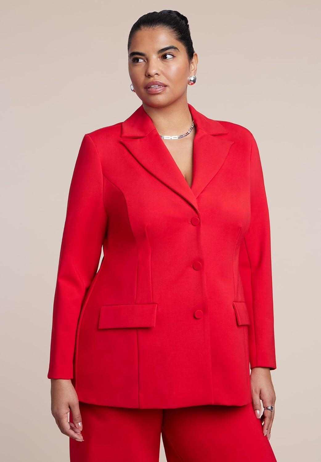 imageELOQUII Womens Plus Size The Ultimate Nipped Waist BlazerBarbados Cherry
