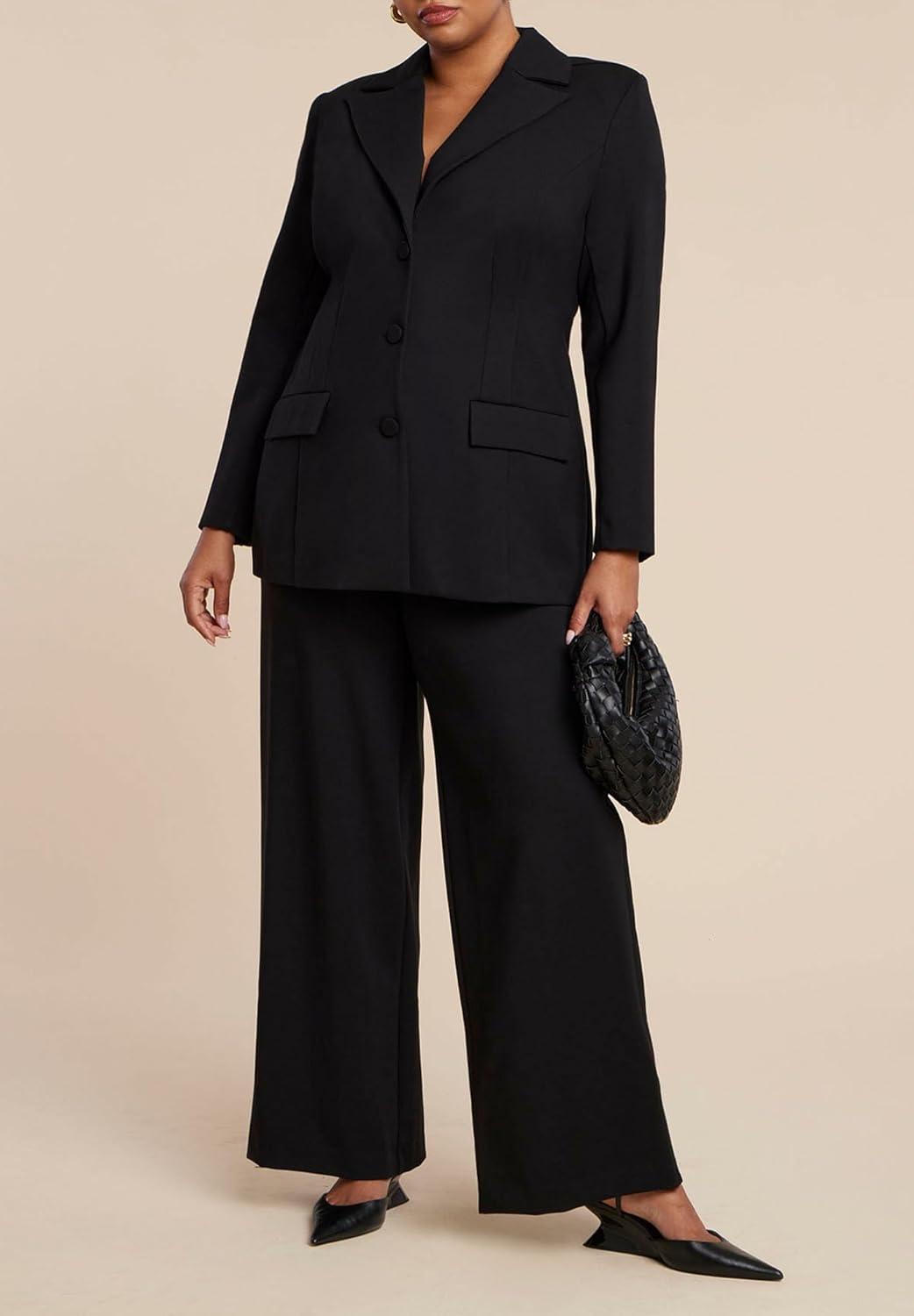 imageELOQUII Womens Plus Size The Ultimate Nipped Waist BlazerBlack Onyx