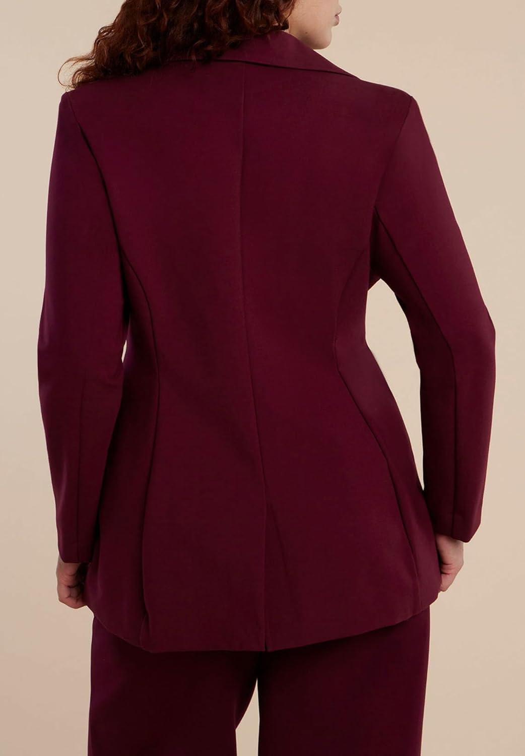 imageELOQUII Womens Plus Size The Ultimate Nipped Waist BlazerMaroon Banner