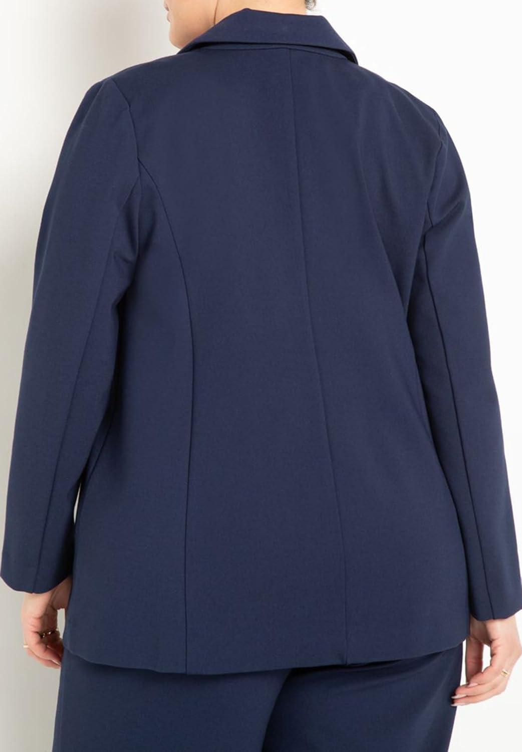 imageELOQUII Womens Plus Size The Ultimate Stretch Long One Button BlazerMaritime Blue