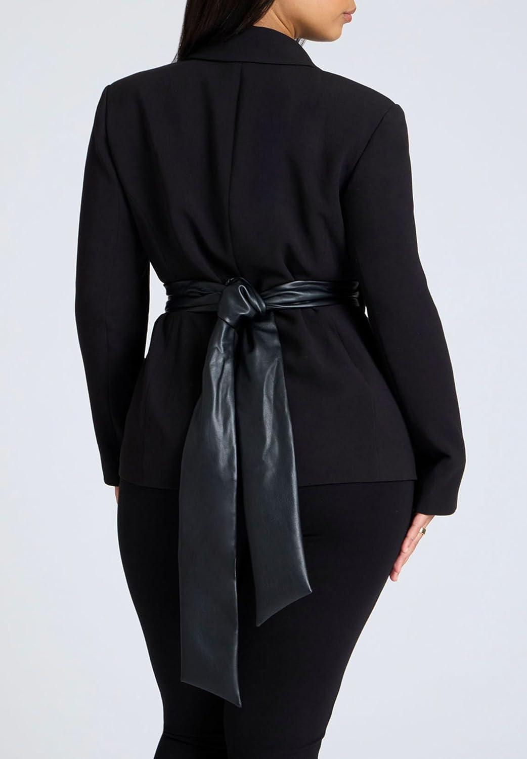 imageELOQUII Womens Plus Size Wrap BlazerBlack Onyx