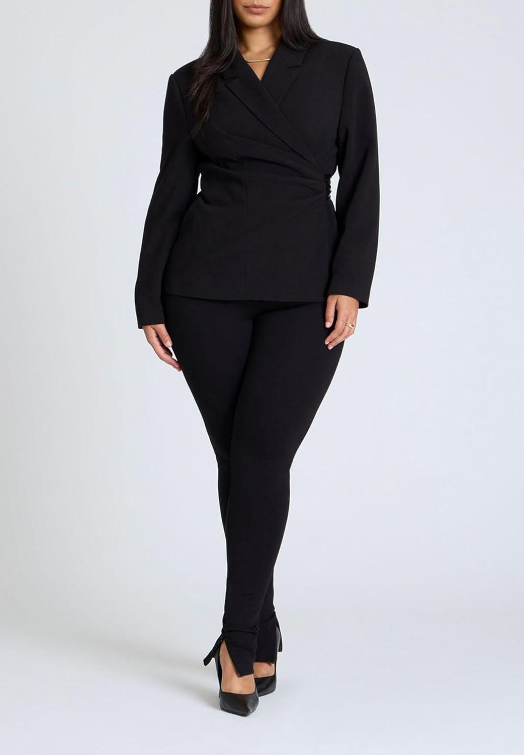 imageELOQUII Womens Plus Size Wrap BlazerBlack Onyx