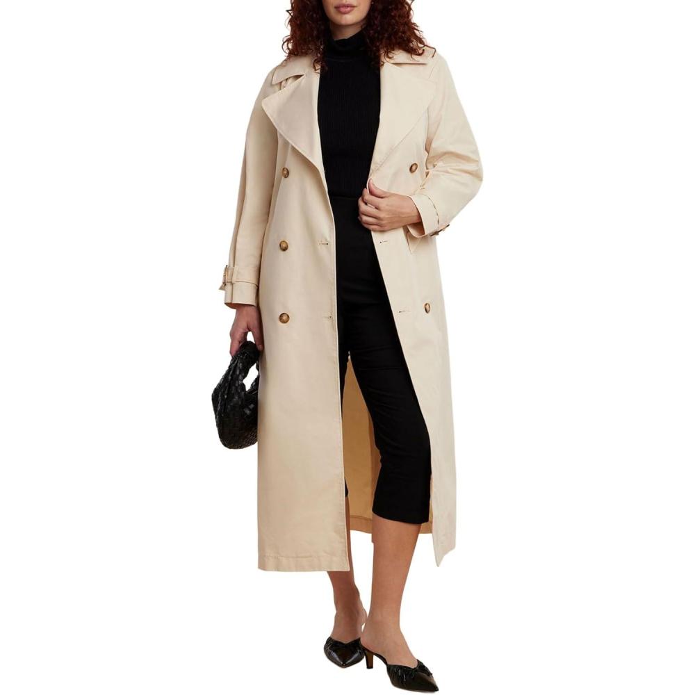 imageELOQUII Womens Plus Size Long Trench CoatCreme Brulee