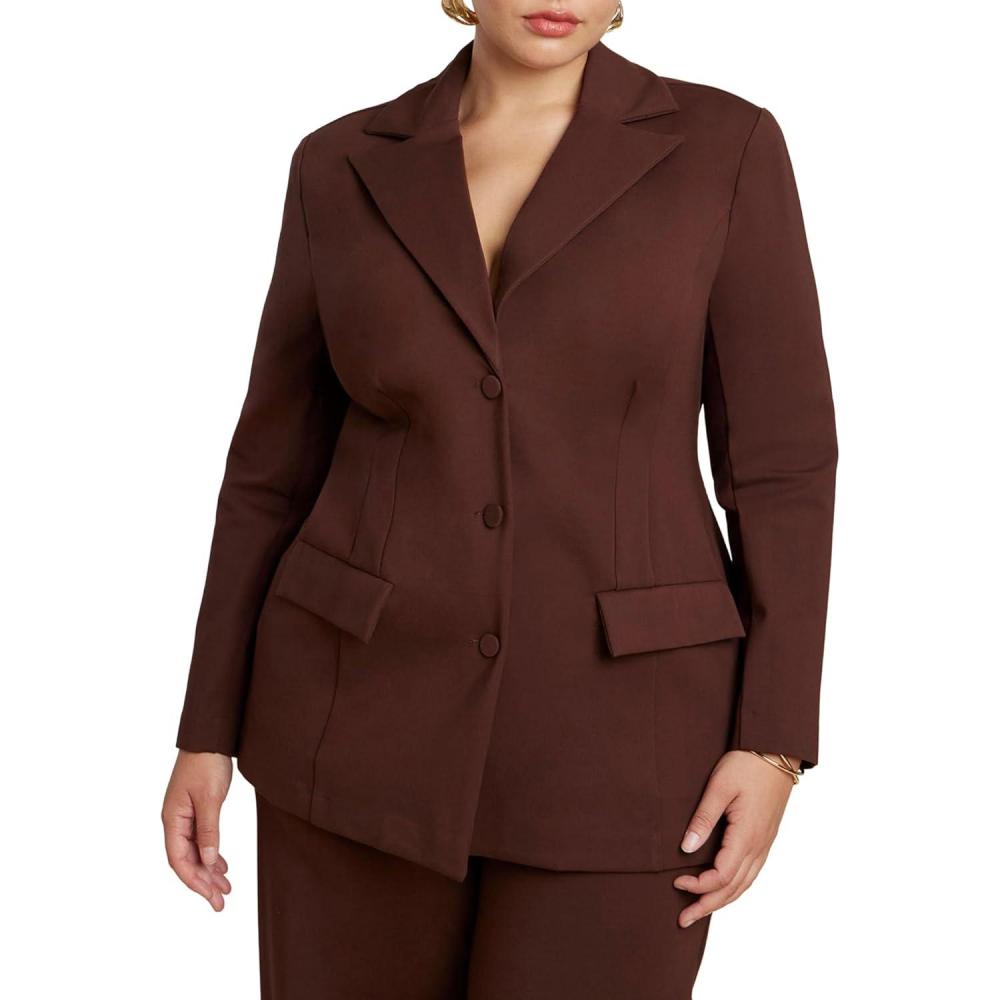 imageELOQUII Womens Plus Size The Ultimate Nipped Waist BlazerChicory Coffee