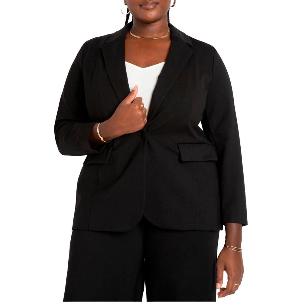 imageELOQUII Womens Plus Size The Ultimate Stretch Long One Button BlazerTotally Black