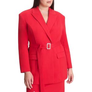 ELOQUII Women’s Plus Size Belted Ponte Blazer(Barbados Cherry)