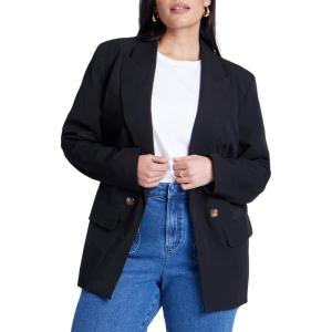 ELOQUII Women’s Plus Size Long Relaxed Blazer(Totally Black)