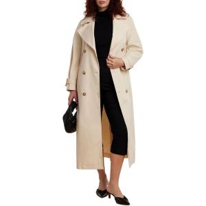 ELOQUII Women’s Plus Size Long Trench Coat(Creme Brulee)