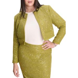 ELOQUII Women’s Plus Size Sequin Tweed Jacket(Golden Cypress)
