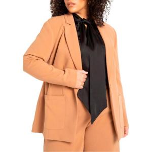 ELOQUII Women’s Plus Size The 365 Suit Patch Pocket Blazer(Biscuit)