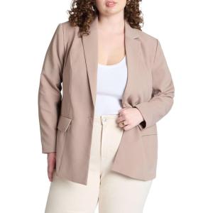 ELOQUII Women’s Plus Size The Fluid Crepe Longline Blazer(Mocha Meringue)