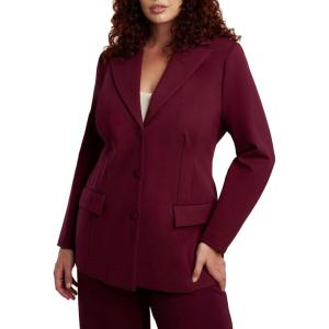 ELOQUII Women’s Plus Size The Ultimate Nipped Waist Blazer(Maroon Banner)