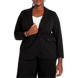 ELOQUII Women’s Plus Size The Ultimate Stretch Long One Button Blazer(Totally Black)